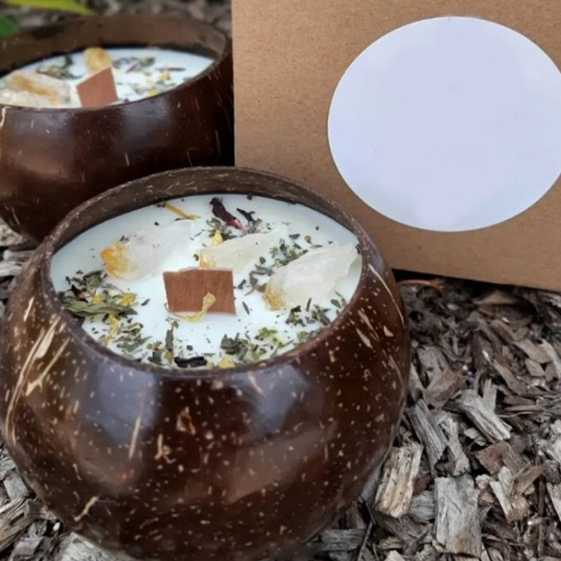 Lumânare cu ceară de soia pentru aromaterapie 200 g Coji de nucă de cocos naturală Atmosferă lungă pentru dormitor Cadou de naștere pentru femei Cutie de suveniruri