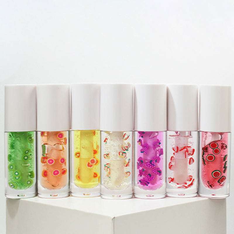 Ulei de buze cu aromă de fructe de culoare magică naturală, lucioasă, de fructe vegane, de căpșuni